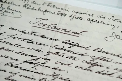 Bildausschnitt des Testaments von Alfred Nobel